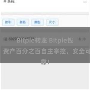 Bitpie转账 Bitpie钱包：资产百分之百自主掌控，安全可靠！