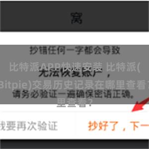 比特派APP快速安装 比特派(Bitpie)交易历史记录在哪里查看？