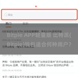 Bitpie APP轻量版 比特派(Bitpie)钱包适合何种用户？